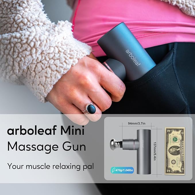 arboleaf Massage Gun Deep Tissue with Metal Head, Full-Metal Electric Portable Hand Held Massager Gun with Case for Back, Body Sore Muscles, Pain Relief, Office, Home, Athletes