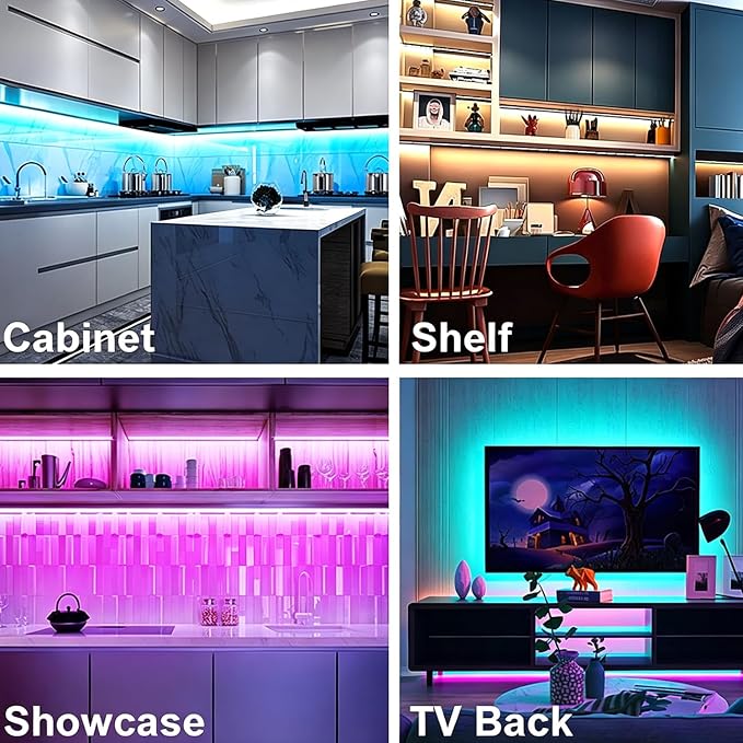 LED Under Cabinet Lighting Kit, Dimmable RGB Strip Lights, Remote Control Linkable Light Work with Alexa and Google Home, 12 inch Silicone Lamps for Closet, Shelf, Desk, Kitchen (Multicolor)