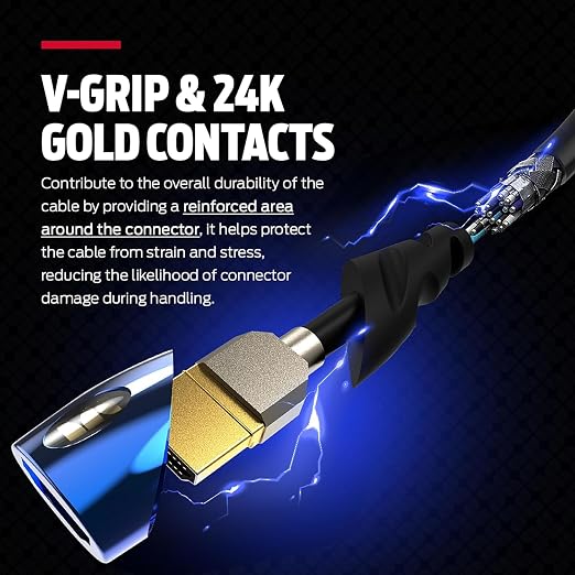 Monster 8K HDMI Cable — Xbox Series X & PlayStation 5 HDMI Cable w/ 24K Gold Contacts, 48 Gbps Speed, 60/120 Hz Refresh Rate, Dynamic HDR & eARC for Superior Visuals & Audio (8 FT) New Model