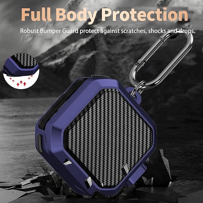 Galaxy Buds 4 Pro/Buds4 Case Cover with Secure Lock Clip, Shockproof Samsung Galaxy Buds 4/4 Pro 2026 Protective Hard Cover Shell with Carabiner&Cleaner kit for Men Women, Black/Blue