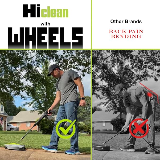 Hiclean 12" Electric Pressure Washer Surface Cleaner with Wheels 3200 PSI Max, Surface Cleaner for Power Washer Attachment for Concrete, Patio, Sidewalk, and Driveways