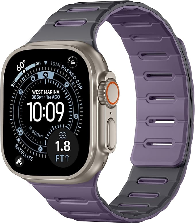 Bandletic Magnetic Straps Compatible with Apple Watch Ultra Band, Soft Comfortable with Two Safety Loops for iWatch Bands 49mm(Ultra3/Ultra2),45mm(9/8/7), 44mm(SE3/SE2/SE/6/5/4), 42mm(3/2/1)