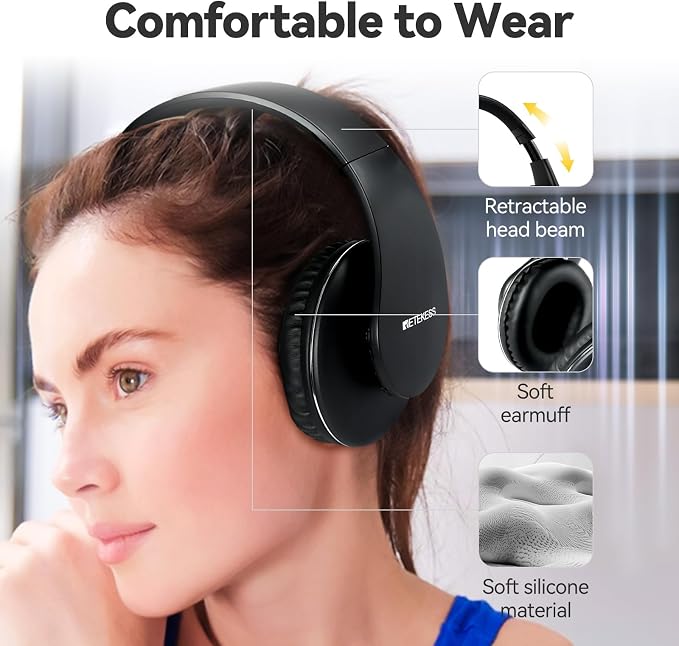 Retekess TA005P Wireless Headphones for TV Watching, TV Headphones with Transmitter, One-Touch Mute,Support AUX, RCA and Optical Input, TV Headphones Wireless for Seniors