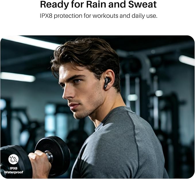 TOZO T20 Wireless Earbuds, Bluetooth 5.3 Headphones with 97H Playtime, IPX8 Waterproof, Dual Mic ENC Call Noise Cancelling, Deep Bass Sound, LED Display, Wireless Charging Case