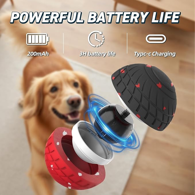 HETOO Interactive Dog Ball, Remote Control Dog Toy, Moving Dog Toy, Smart Bouncing Vibrating Dog Toys for Small Medium Large Dogs, Dog Interactive Toys for Boredom, to Keep Them Busy