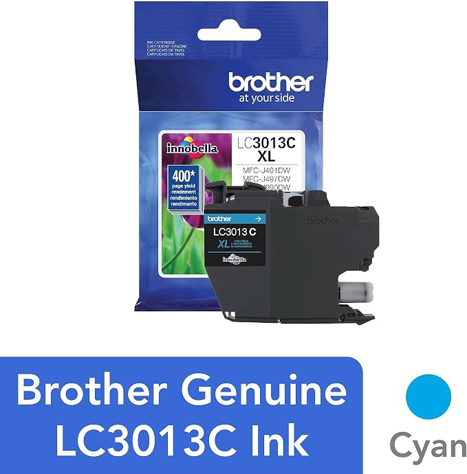 Brother Printer LC3013C Single Pack High Cartridge Yield Up to 400 Pages LC3013 Ink Cyan