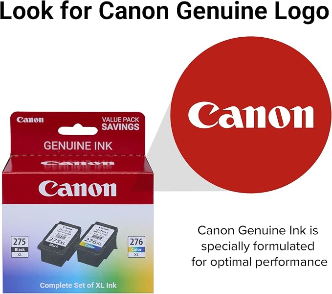 Canon PG-275 XL / CL-276 XL Genuine Ink Value Pack (2 Cartridges), Compatible with TS3520/3522/4722/3720/3722, TR4720