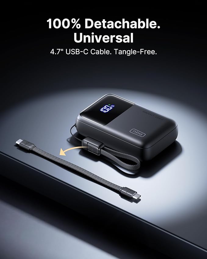 INIU 20000mAh Laptop Power Bank, Ultra Compact 65W PD Dual Fast Charging Portable Charger, Flight-Safe Battery Pack with USB C Cable for Travel MacBook iPad Tablet Switch iPhone 17 16 Pro Samsung S25