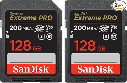 SanDisk 128GB Extreme PRO 200MB/s SDXC UHS-I Memory Card (2-Pack) (2 Items)