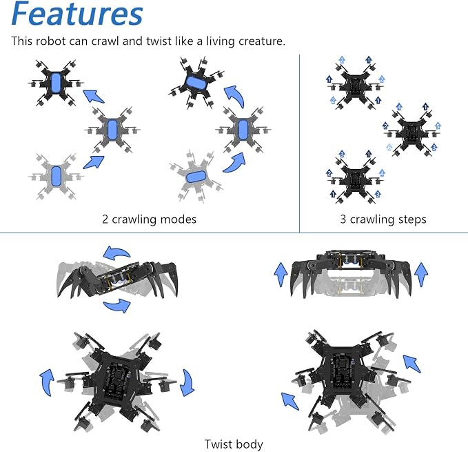 Freenove Hexapod Robot Kit (Compatible with Arduino IDE), Walking Crawling Twisting, App Remote Control, Servo STEM Project