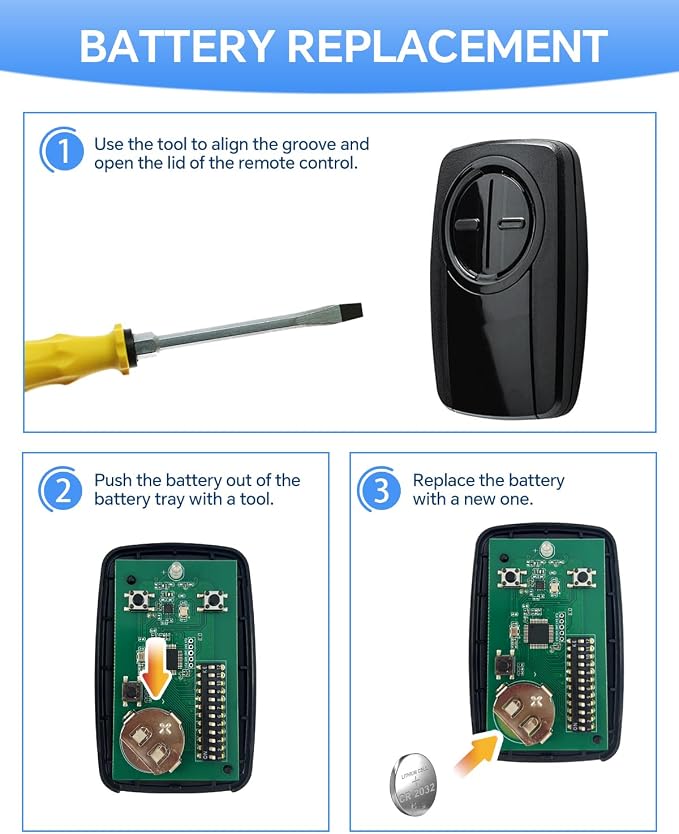 380UT Chamberlain klik5u-bk2 klik3u-bk Garage Door Opener Remote Clicker, 375UT Universal Garage Door Remote for Lift Master Craftsman Genie, Dip Switch (Black 3PC)