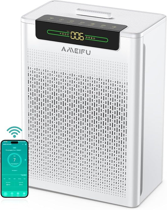 AMEIFU Air Purifiers for Home Large Room up to 3000sq.ft, H13 True Hepa Air Purifiers for Pets Hair, Dander, Smoke, Pollen, 3 Fan Speeds, 5 Timer Air Cleaner