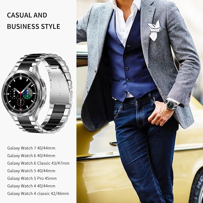 GOLDTOLUCK No Gap Stainless Steel Band Compatible with Samsung Galaxy Watch 8 7 6 5 4 Classic FE Pro Ultra 40mm 44mm 46mm 43mm 47mm 45mm 42mm Replacement Men Women Milanese Metal Elegant Casual