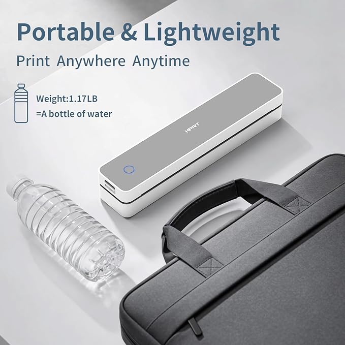 HPRT Inkless Portable Printer Wireless for Travel,Thermal Printer Supports 8.5" x 11" US Letter&A4&A5,Compatible with iOS,Android, Laptop, MT610 Pro,300 DPI,White
