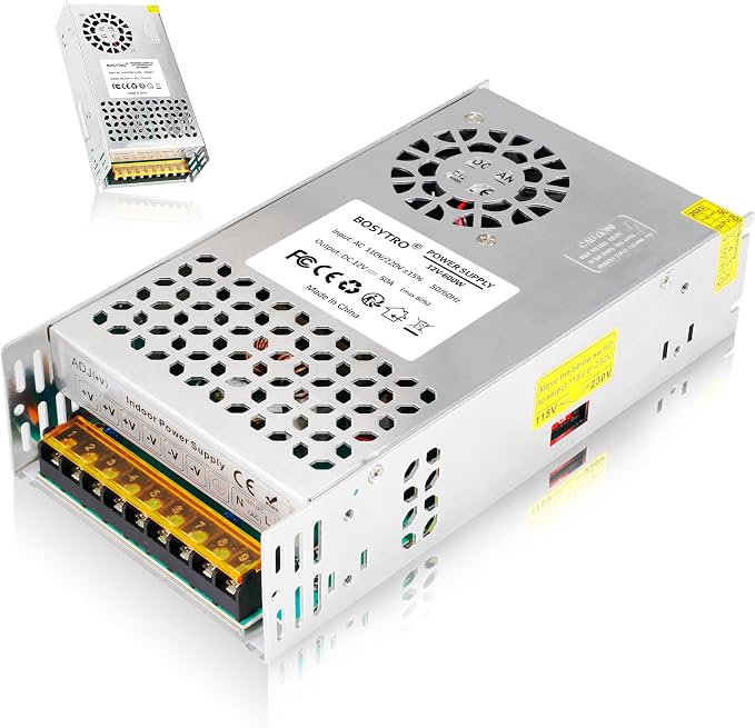 12V 50A 600W DC Switching Power Supply, AC 110v to 12v Converter (SMPS), 12 Volt Power Supply for LED Strip Light, CCTV Camera Security System,Computer Project