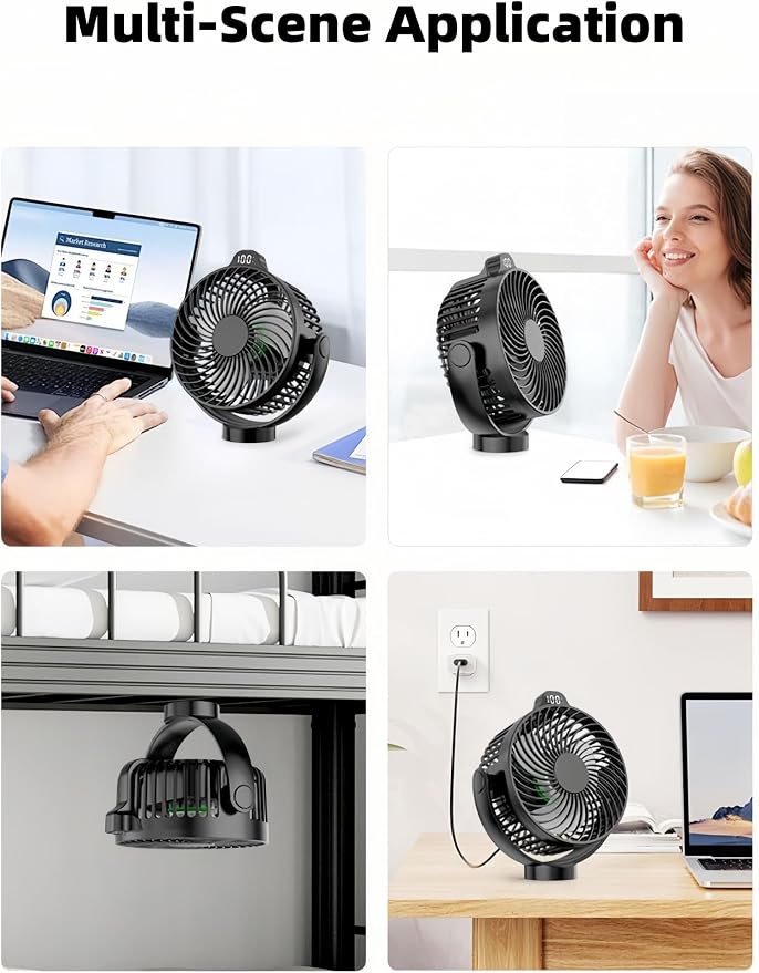 Magnetic Cruise Approved Fan with LED Display, 12000mAH Battery Operated Fan with Magnet, Timer, Lighting, Fits for Cruise Ship Cabin, Sleeping, Camping, Travel & Cruise Essentials 2026