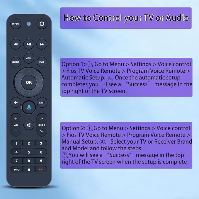 Replacement for Verizon FiOS TV One Remote Control | Voice Remote Compatible with 2019 MG3-R32140B & VRC4100 BLE - Easy to Pair