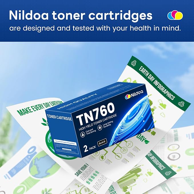 TN760 TN-760 Toner Cartridge High Yield Black Replacement for Brother TN760 TN-760 MFCL2750DW HLL2390DW MFCL2710DW HL-L2350DW Printer Ink, TN7602PK