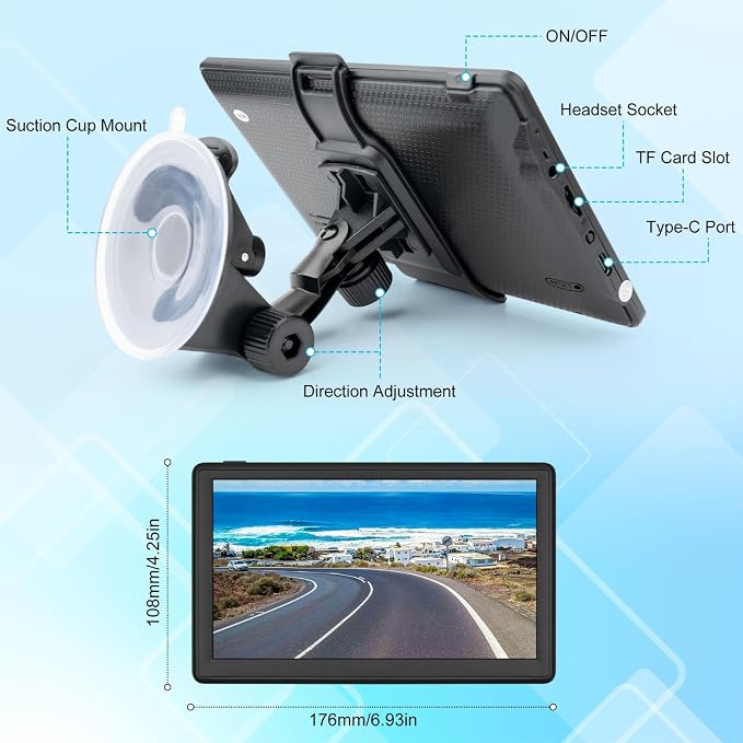 GPS Navigator for Car - 7" Car GPS Navigation System with 2026 Maps Lifetime Free Updates, Voice Guidance & Speedcam/Red Light Alerts, Custom Truck Routing for 7 Vehicles Commercial Drivers