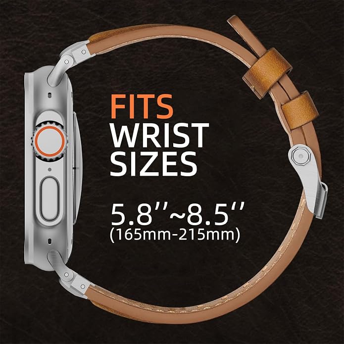 Vintage Genuine Leather Band for Apple Watch Ultra 49mm (2026 Upgrade), Rugged Replacement Strap Compatible with iWatch 46mm 45mm 44mm - for Men Women, Fit Ultra3/2/1, SE 3/2/1, Series11 10/9/8/7/6/5/4