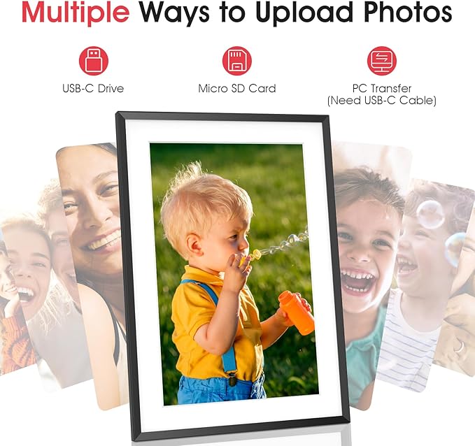 2K 64GB Digital Picture Frame, 10.1 Inch Frameo Digital Frame WiFi, 1920 * 1200 Touch Screen, Share Photos& Videos Instantly, Auto-Rotate, Digital Photo Frame for Wall, Birthday Gifts for Friends
