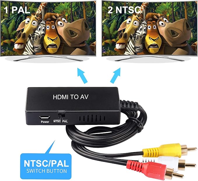HDMI to RCA, HDMI to Older TV Adapter Compatible for Fire Stick, Roku, Apple TV, Xiaomi Mi Box, Android TV Box, DVD, Blu-ray Player ect.（HDMI to AV Converter）