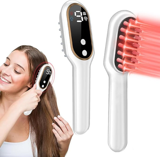 Laser Hair Growth Comb – 650nm Red Light Therapy, Hair Regrowth Device for Men & Women, FDA-Approved Hair Loss Solution, Cordless Head Spa for Fuller-Looking Hair, White