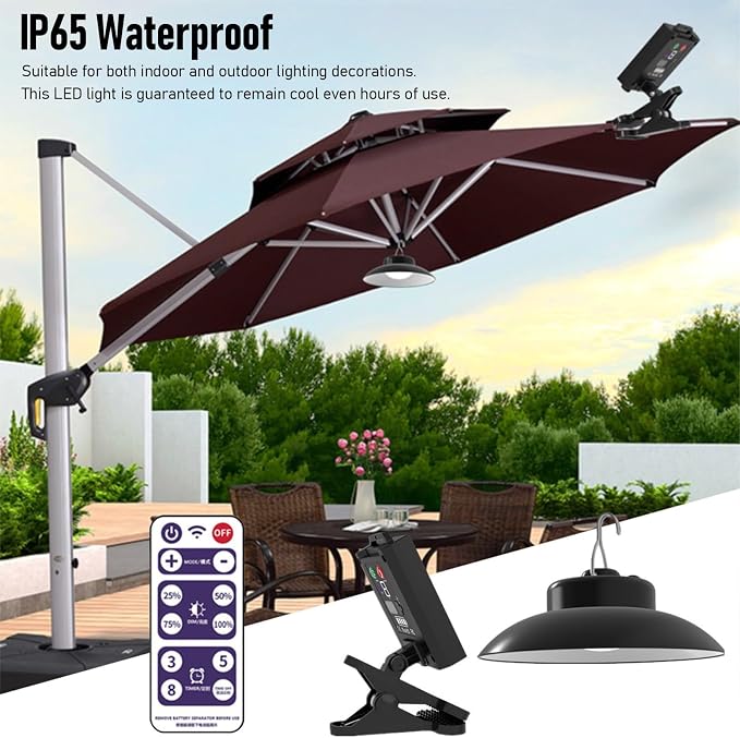 Upgrade Umbrella Solar Lights 12 Hours Working Party Patio, LED Outdoor Solar Lights for Patio,Remote Control (White Light)
