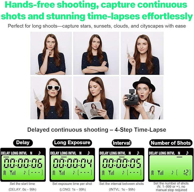 AODELAN USB-C Rechargeable Intervalometer Timer Remote Control, Wireless Shutter Release for Canon EOS RP R6 Rebel T7 T6 T5 T3 SL2 5D Mark II III IV 6D Mark II 7D Mark II 7D Series 5D Series