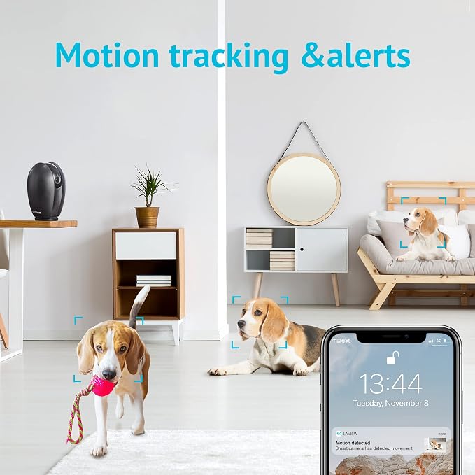 LaView Security Cameras 2k with Color Night Vision, 4MP Cameras for Home Security with Motion Detection, Two-Way Audio, Indoor WiFi Camera for Baby/Pet, Alexa, USA Cloud Service,Black