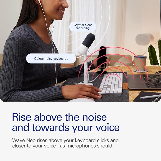 Elgato Wave Neo – USB Condenser Microphone, Tap to Mute, for Gaming, Streaming, Meetings, Voice Recording on Teams/Zoom/OBS/Twitch/YouTube & more, Plug-’n-Play, Works on Laptop, PC, Mac, iPad, iPhone