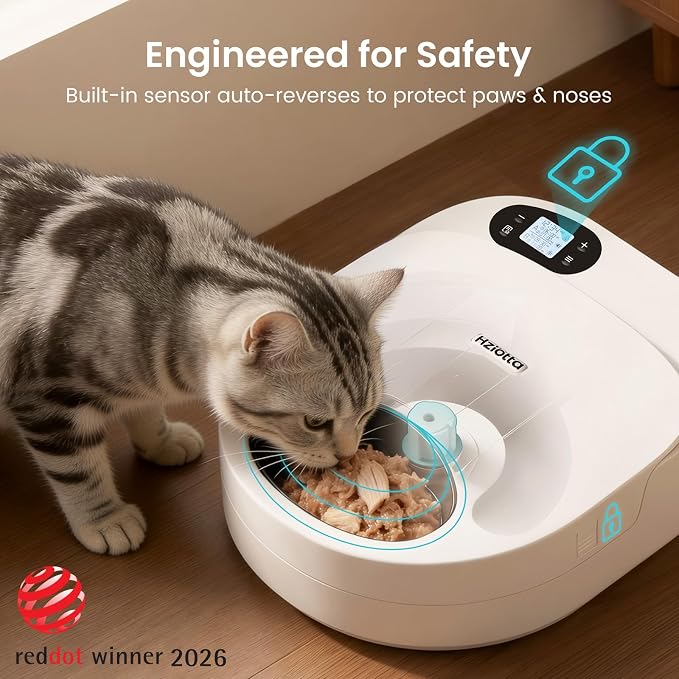 Semiconductor Cooling Refrigerated Automatic Cat Feeder Wet Food | No Ice Packs 48H Fresh Keeping, Removable Dual-Section Tray, Meal Timer for Portion Control, Work Schedules & Weekend Travel