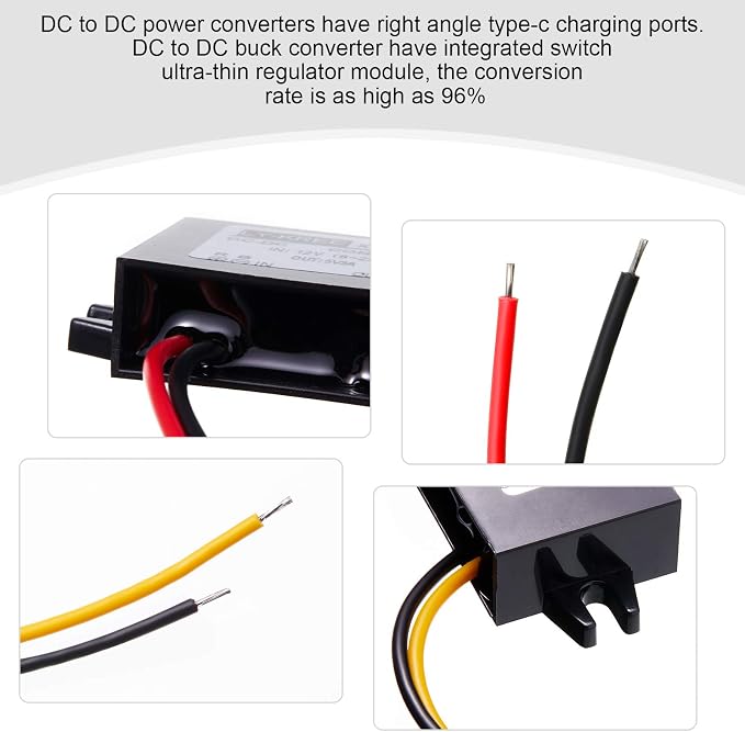 Weewooday 16 Pieces Direct Current Converter 12v to 5v 3a 15w Buck Converter Module, Reduced Voltage Regulator Car Power Output Power Adapter, Wire Interface
