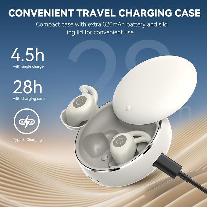 Sleepals micro Sleep Earbuds for Side Sleepers | Sleep Headphones with Soft and Snug Fit | Moderate Noise Reduction (not ANC) | Small and Light, 4H Single Play, 28H with Charging Case (Off-white)