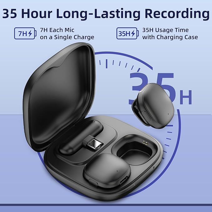 NPTCL Wireless Microphone for iPhone 17 16 15 - Ai Noise Cancelling Mini Microphone USB C for Android Phone, Lavalier Mic with 35H Charging Case for Video Recording Vlogging YouTube Tiktok