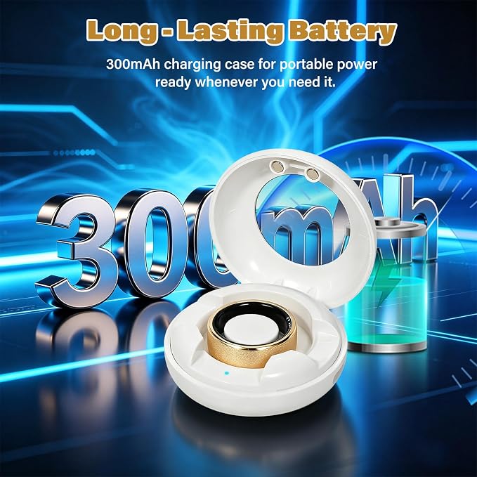Smart Fitness and Activity Ring for Men and Women – Track Heart Rate, Sleep, Stress, Steps & More, Waterproof Fitness Tracker for iPhone and Android, No Subscription Fee, Gold 7#