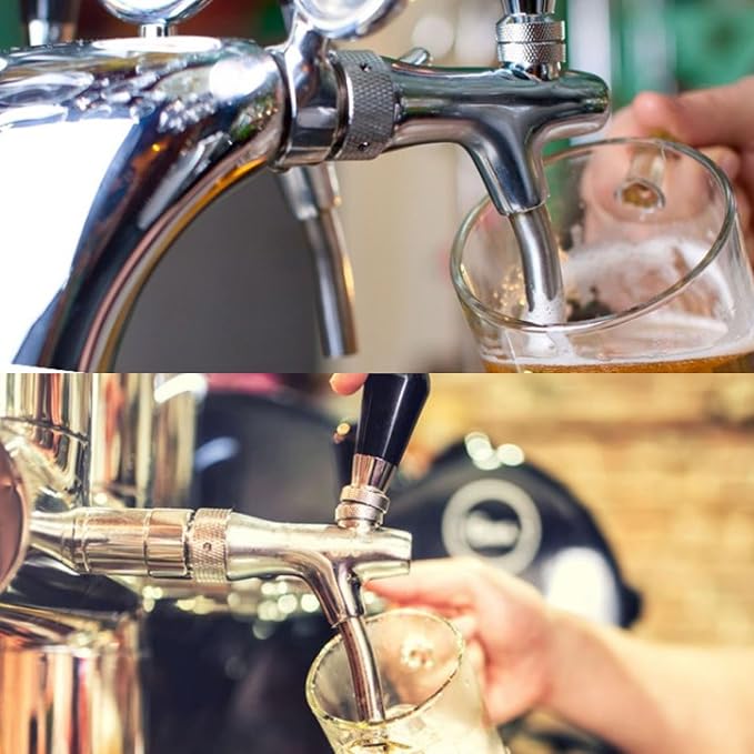 Stainless Steel Beer Keg Pump 4Inch Portable Tap - Manual Hand Pump for Homebrew Kegerator Outdoor Party Bar Restaurant Wedding with Hose Clamp(Type S)