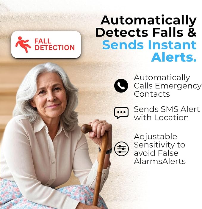 Seculife Medical Alert Smartband for Seniors — Alerts Go Direct to Family, No Call Center | Auto Fall Detection, GPS Tracking, Heart Rate Monitor, 2-Way Calling, SOS Button, Waterproof Wearable
