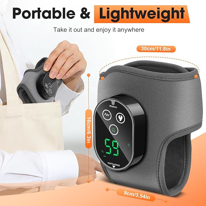 Foot Massager for Neuropathy Plantar Fasciitis Pain Relief, Foot Renew Ankle Massager, Ankle Heating Pad Heated Brace Wrap with 4 Heat Levels and 3 Vibration Modes for Women Men (Grey)