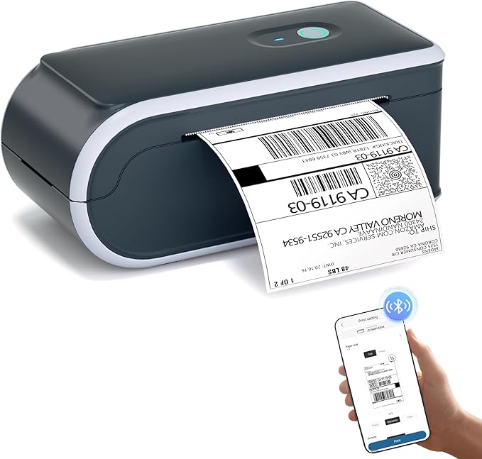 JADENS Battery Powered Thermal Printer, Cordless 4x6 Shipping Label Printer for Small Business, Prints 700+ Labels per Charge, 25H Standby, Portable Labeler for iPhone, Mac, Windows