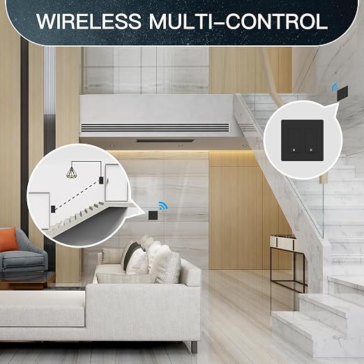 MOES 2nd Generation WiFi Smart Light Switch, Wall Switch 2.4GHz, Neutral Wire Required, Smart Life APP Remote Control, Compatible with Alexa, No Hub Required, Black 2 Gang