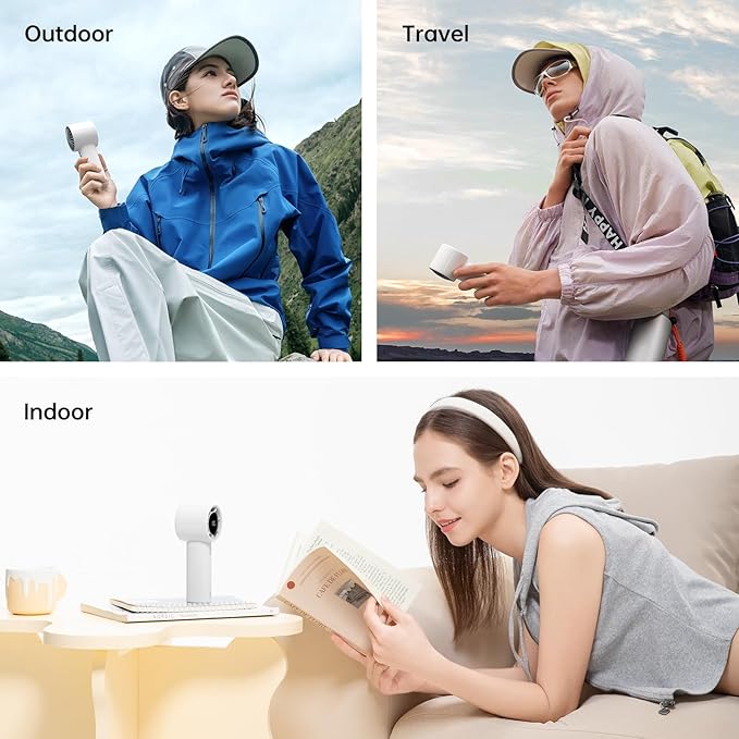 JISULIFE Handheld Turbo Fan Life10S – 5000mAh Rechargeable Portable Fan, 28H Runtime 5-Speed Powerful Airflow, Quiet Mini Hand Fan Blows Cold Air for Travel, Beach, Sports, Concerts, Men & Women（Blue）