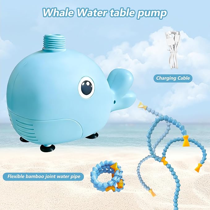 Water Table Pump(Huge Water Output), 3 Spray Modes, 4 Hours Non-Stop Fun IPX7 Waterproof, Outdoor Water Toys Outside Water Play Table Accessories for Kids Toddlers, Blue
