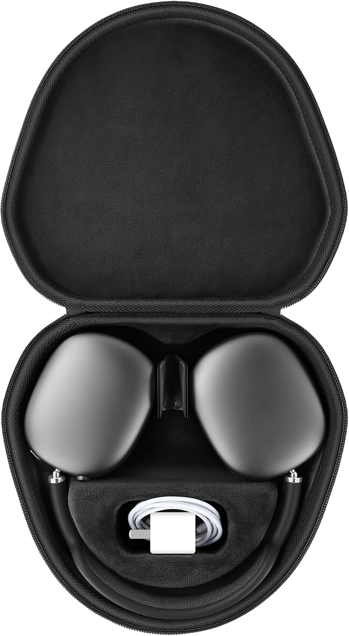 co2CREA Hard Case with Sleep Mode Replacement for Apple AirPods Max 2 / AirPods Max Wireless Over-Ear Headphones (Black Case)