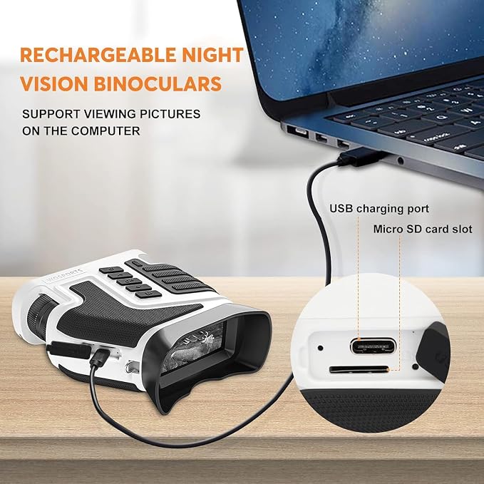 WOSPORTS 4K Night Vision Goggles – up to 80X Total Magnification, 10X Optical + 8X Digital Zoom, 1315FT Vision Range, 5000mAh Rechargeable Battery, Gifts for Men