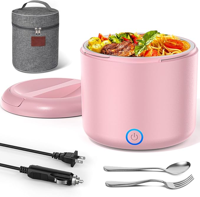 Akhia 41-Ounce Electric Lunch Box for Adults 80W Heated Lunch Box for Men, Portable Food Warmer with 1.2L 304 Stainless Steel Container 12V/24V/110V/220V in Car Truck Valentine's Gift for Men Woman