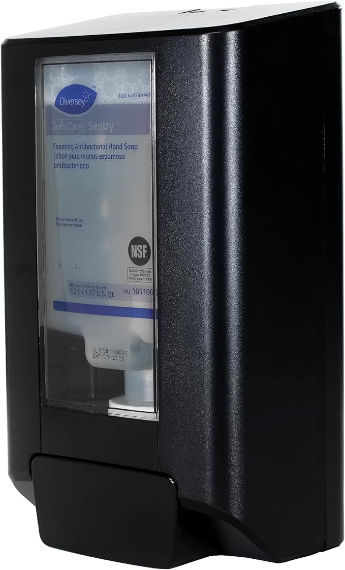 Diversey D1224700 IntelliCare Manual Hand Hygiene Dispenser for Liquid, Gel & Foam Soft Care Soaps & Sanitizers, ADA Compliant, Refillable, Black, 6-Count