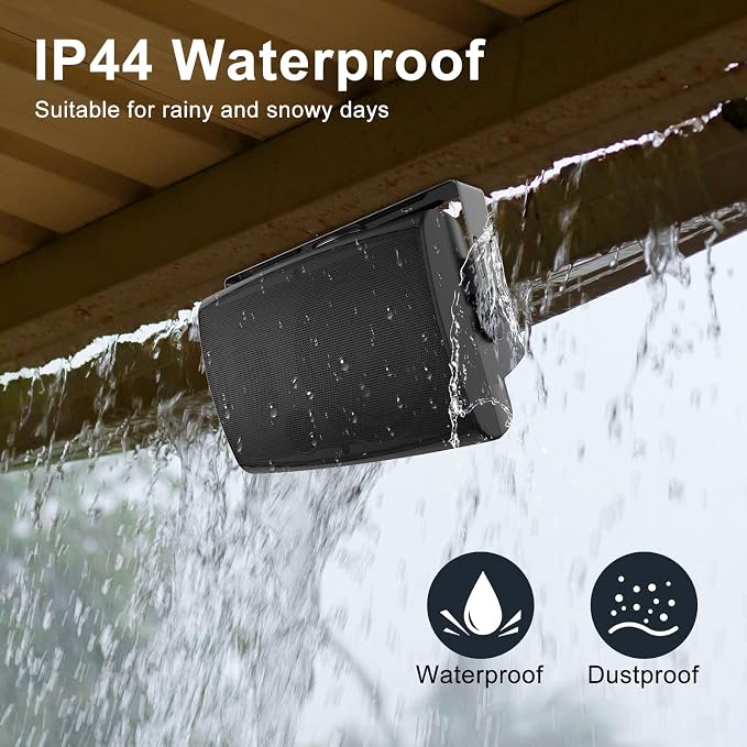STUDIOFINIX 6.5-Inch 400W Outdoor Bluetooth Speakers Waterproof Wired, Wall-Mount Waterproof Speaker System for Patio, Home, Poolside, Deck, Backyard (Pair,Black)