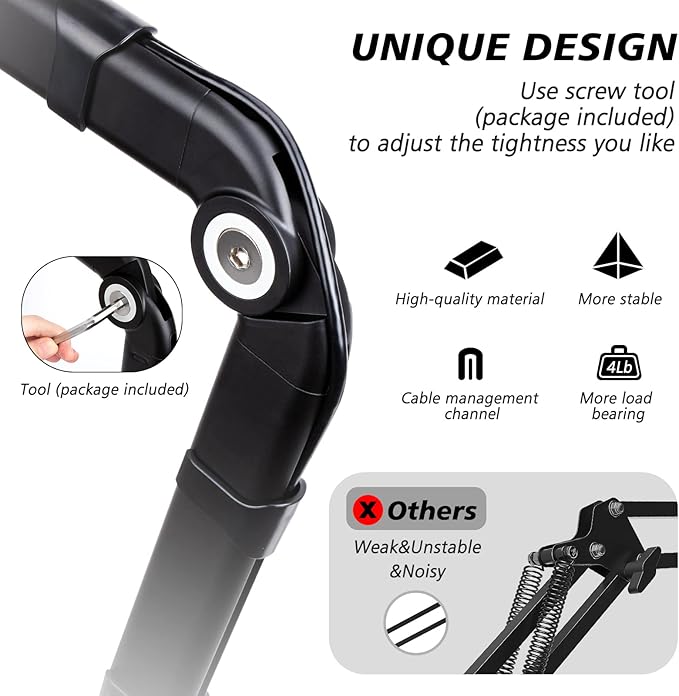 Blue Yeti Boom Arm with Extension Tube - Mic Boom Arm Compatible with HyperX QuadCast, Weighted Metal Height adjustment Mic Arm for QuadCast,Blue Yeti,Shure MV7,Rode and Most Gaming Mic By SUNMON