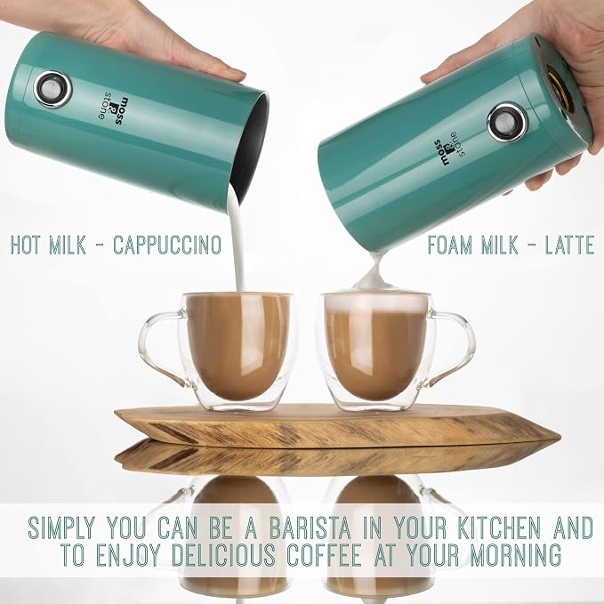 Moss & Stone Electric Milk Frother & Milk Warmer for Latte & Cappuccino